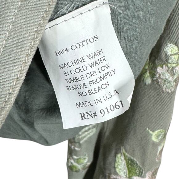 BIYA Johnny Was Floral Embroidered Jacket Small Khaki Boho Flaw Prairie Cottage - Picture 8 of 13